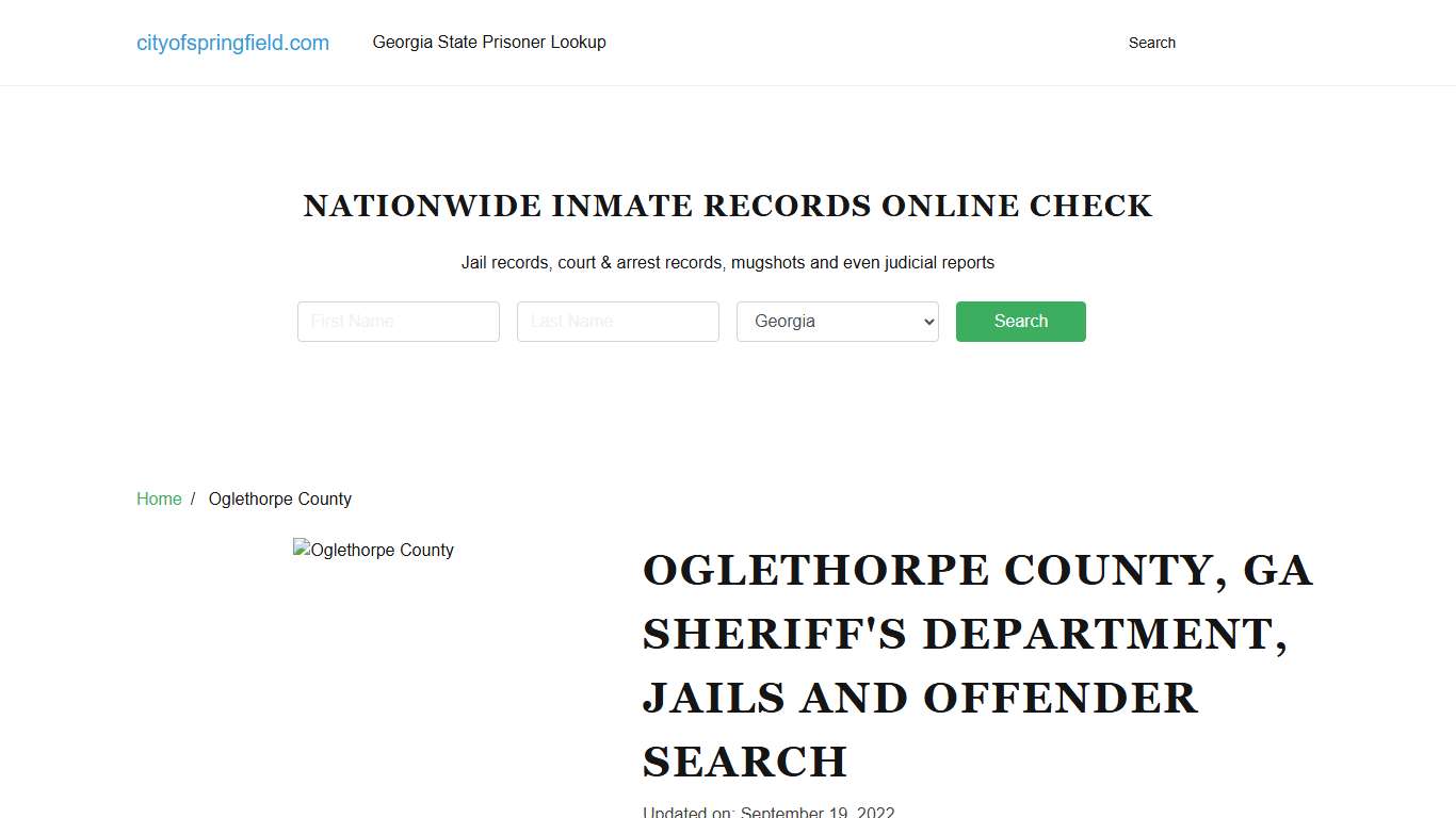 Oglethorpe County GA, Sheriff's Department, Jails and Offender Search