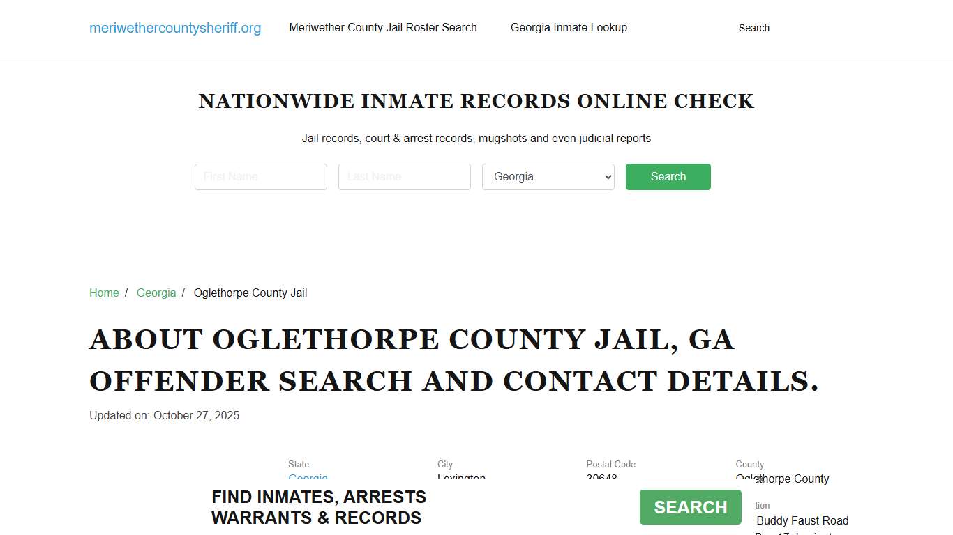 Oglethorpe County Jail, GA Offender Search, Contacts.