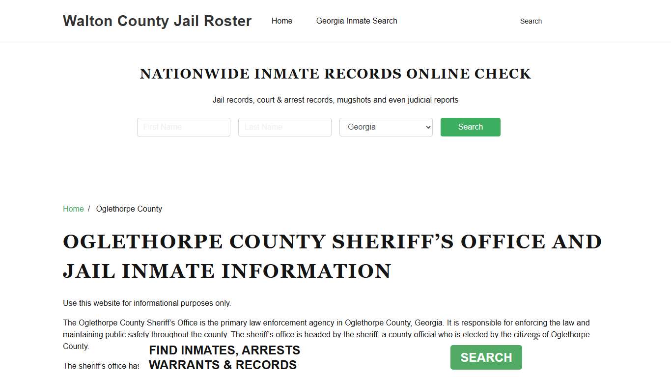 Oglethorpe County Sheriff, GA, Jail Inmate Search, Recent Arrests